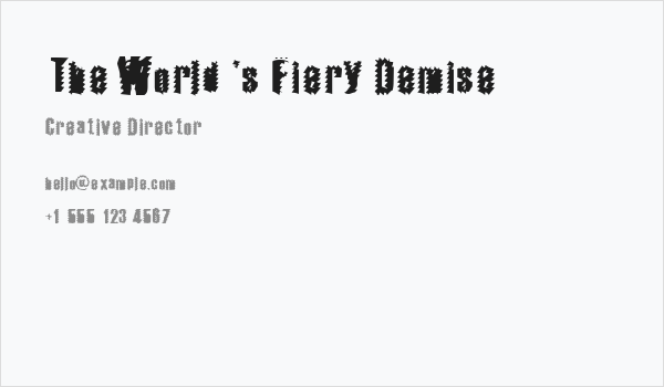 The World's Fiery Demise Business Card