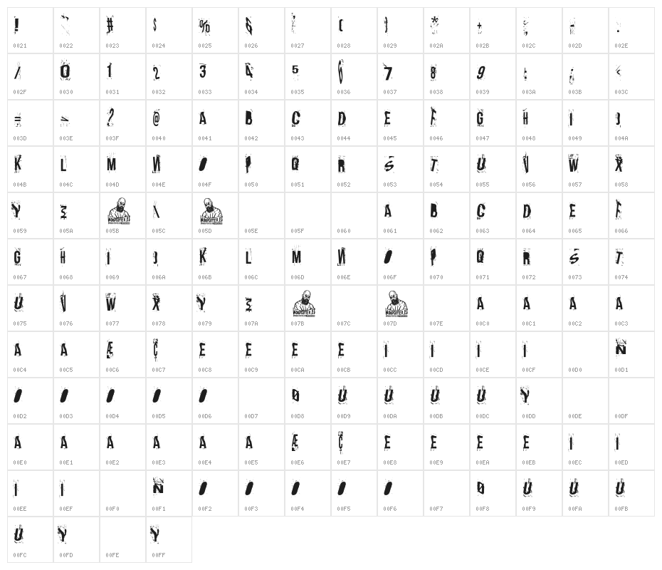 The end of work day Character Map