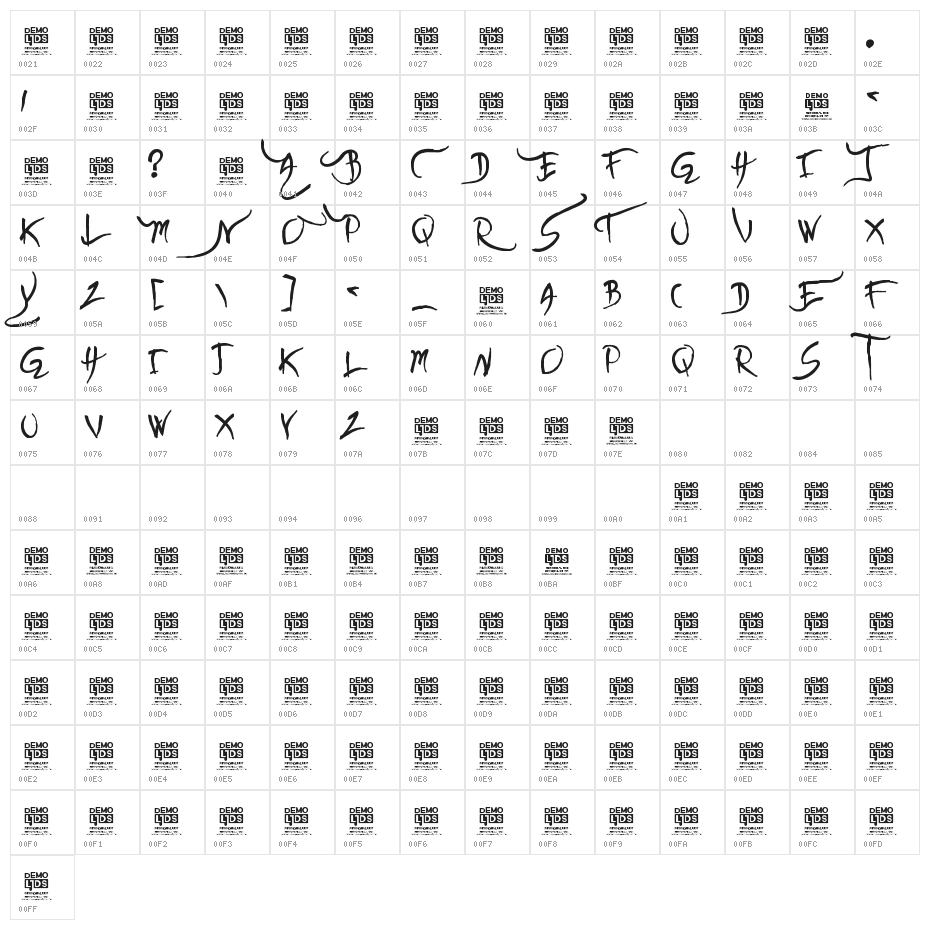 The space between Us Perosnal Use Character Map