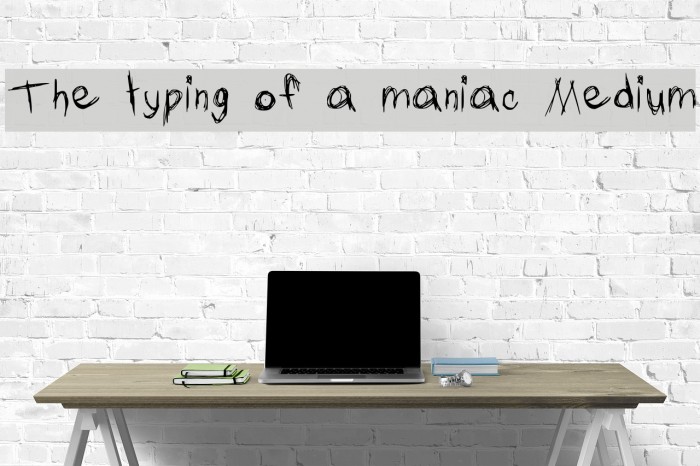 The typing of a maniac Medium Font examples