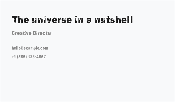 The universe in a nutshell Business Card