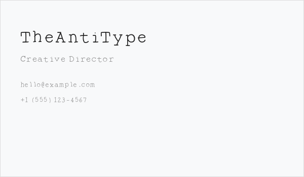 TheAntiType Business Card