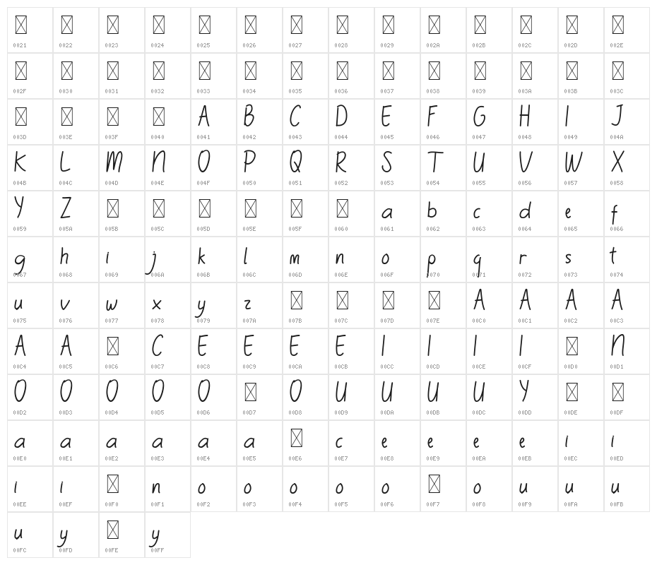 TheBillieMonlly DEMO Sans Character Map