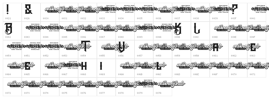 TheBlackVeilDEMO Character Map