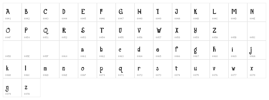 TheGrandStaircase-Regular Character Map