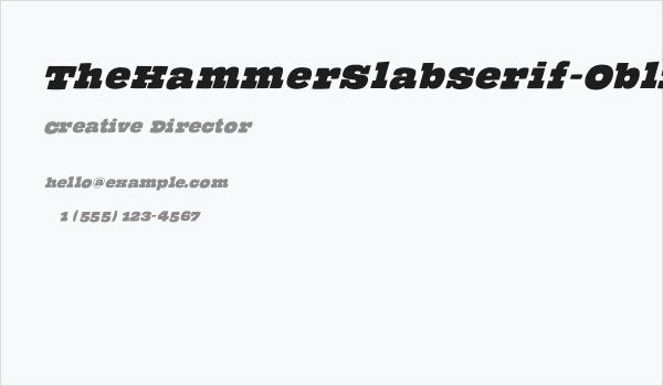 TheHammerSlabserif-Oblique Business Card