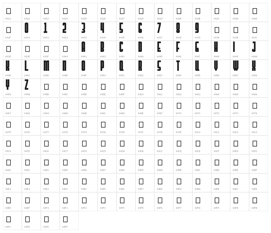 TheHangoverDecadeBold Character Map