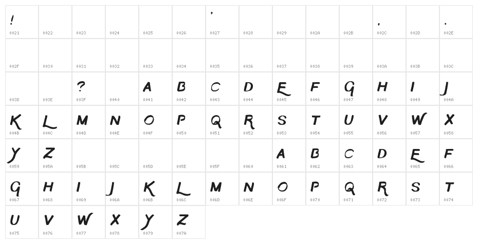TheMoon-Regular Character Map