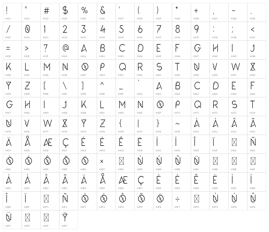 TheQueensGambit-Regular Character Map