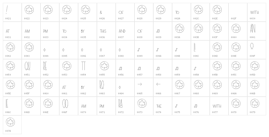 TheRamble-SymbolsandLigatures Character Map