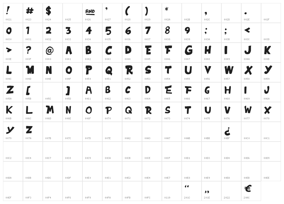 TheSnails-Medium Character Map