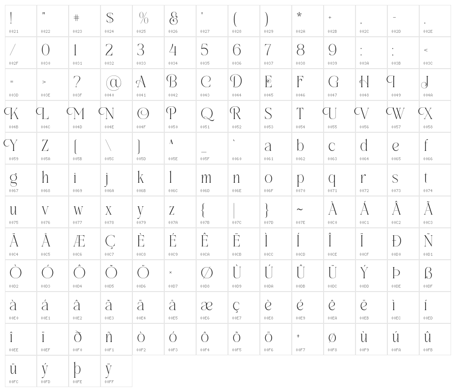 TheaterBrillionDEMO-Regular Character Map