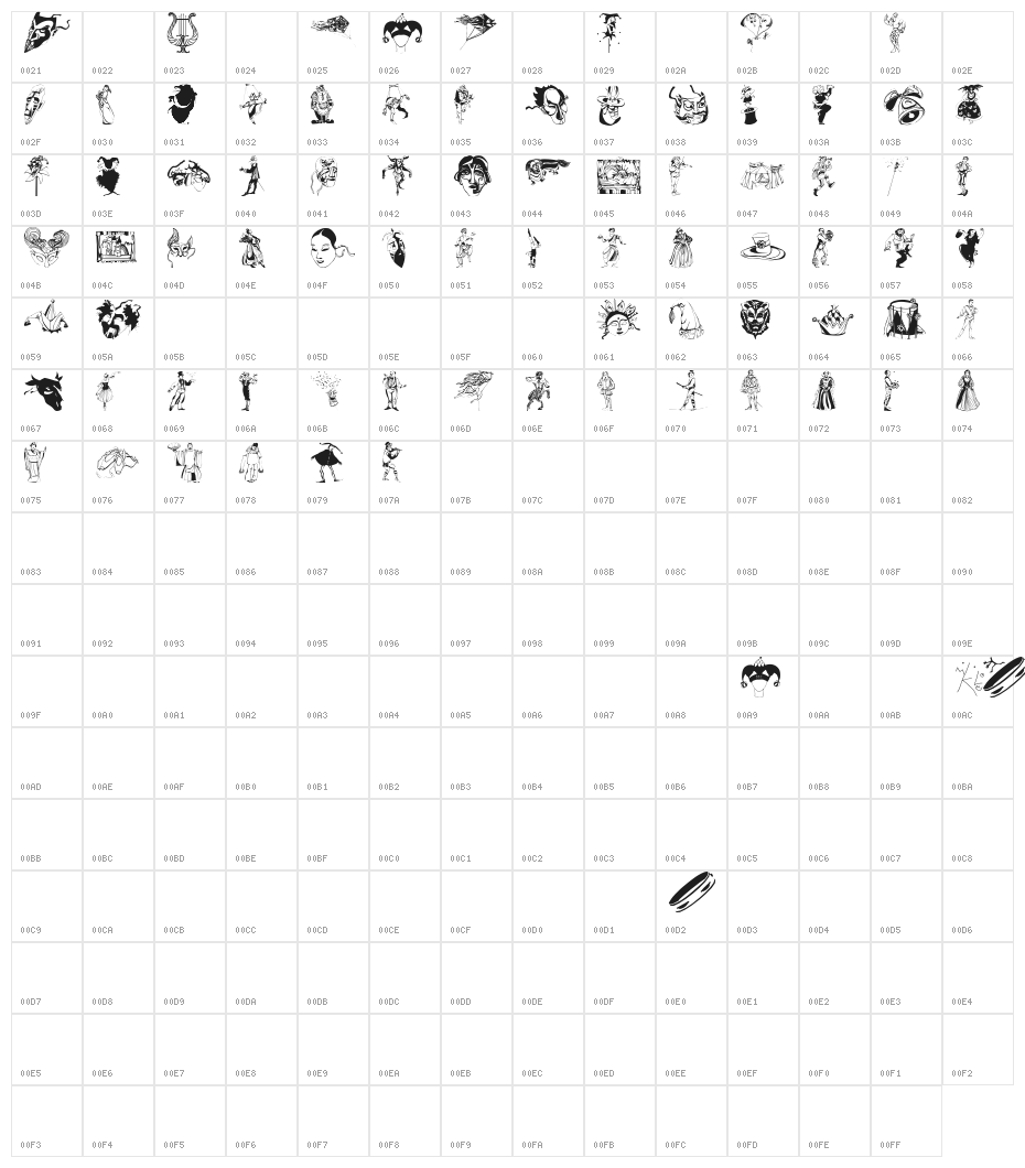 TheaterSymbols Character Map