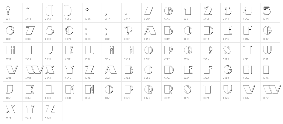 Theatrical Shadow Bold Character Map