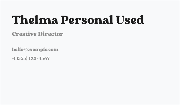 Thelma Personal Used Business Card
