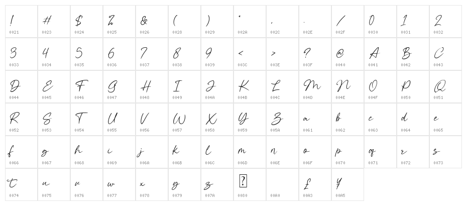 Thenaturalist Free Font Regular Character Map