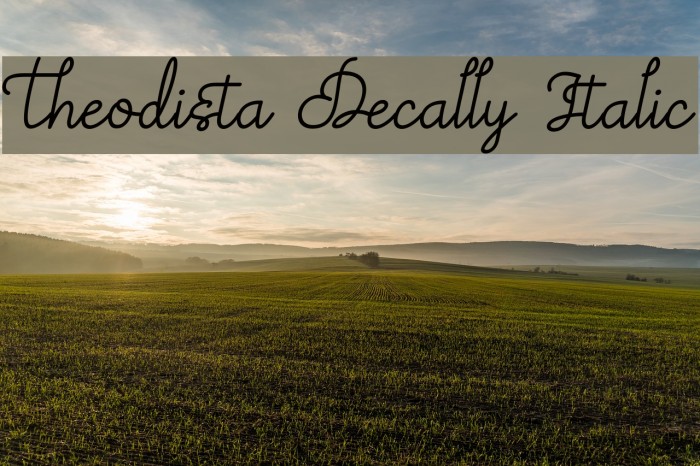 Theodista Decally Italic Font examples