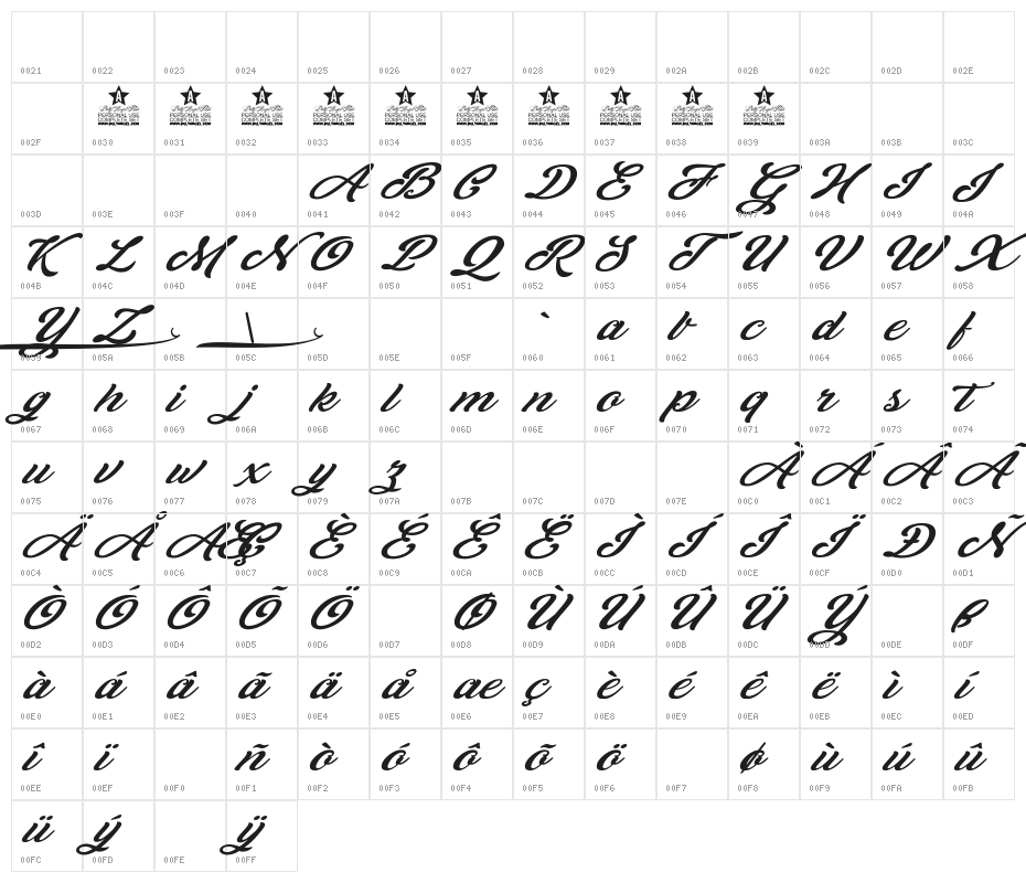 Theodora Personal Use Regular Character Map