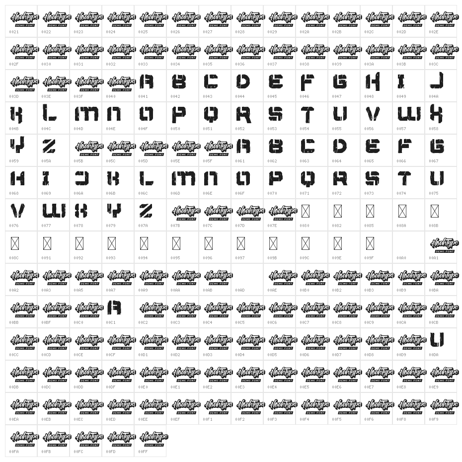 Thermal War Demo Display Character Map