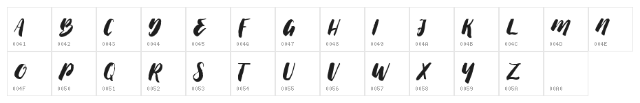Thick Brush Demo Character Map