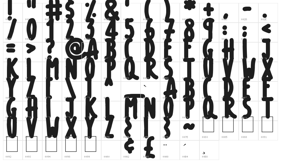 Thick Marker Talls Character Map