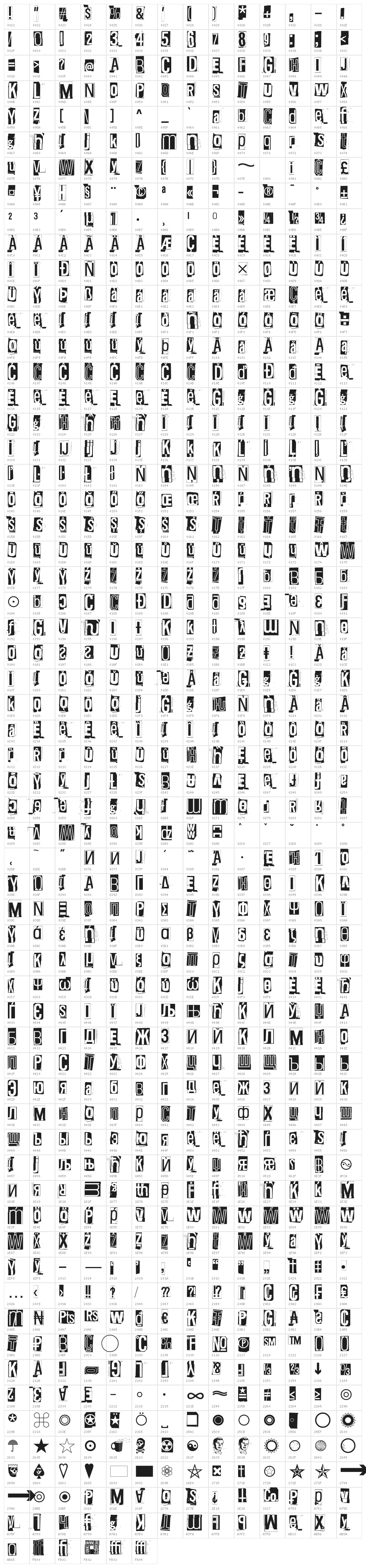 Thin Four Down Three Crazy Pink Character Map