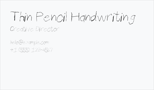 Thin Pencil Handwriting Business Card
