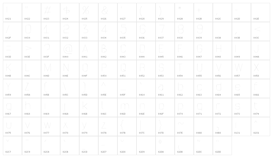 Thin_Text Character Map