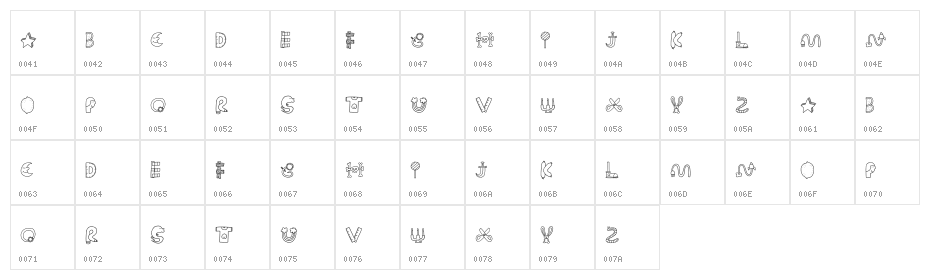 Things DEMO Regular Character Map