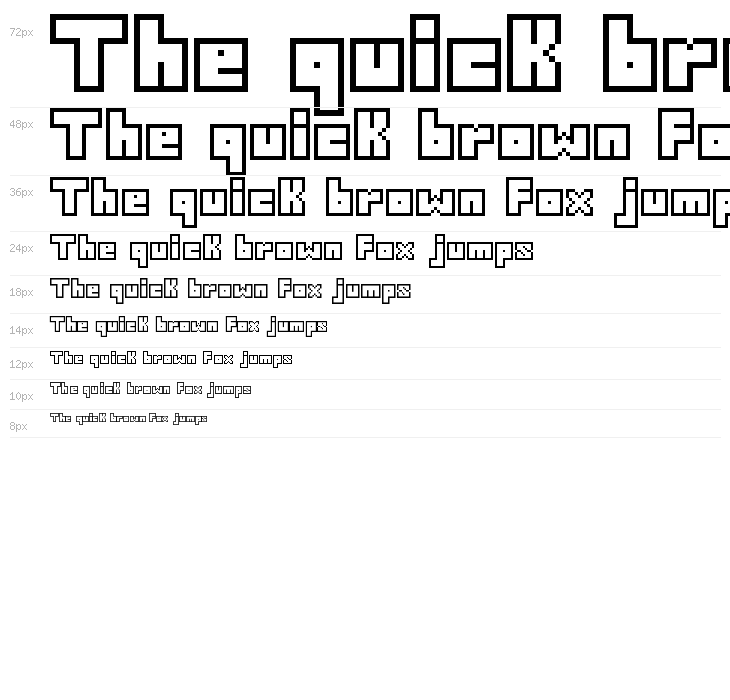 Thirteen Pixel Fonts Regular Waterfall