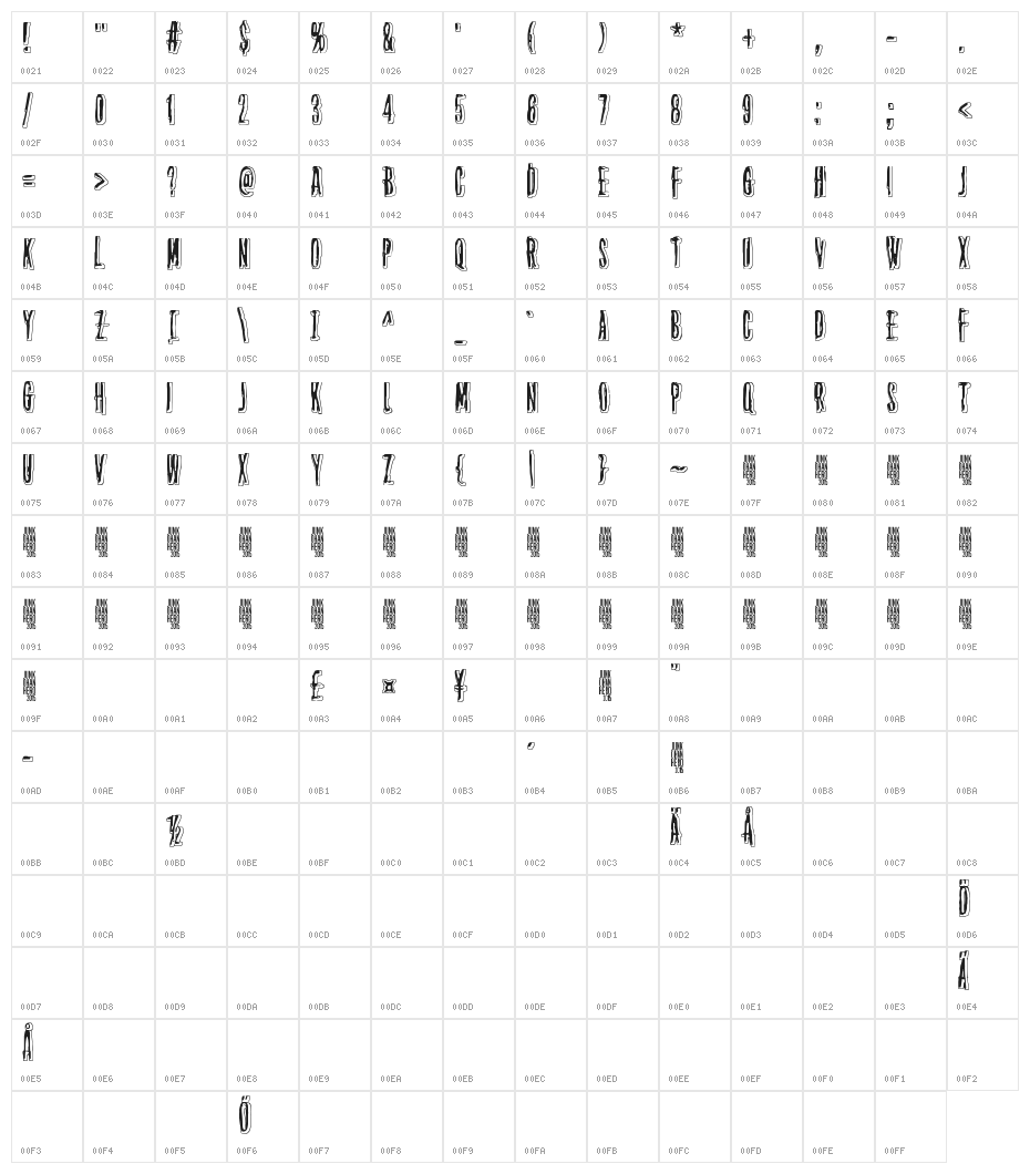 Thirteenth Floor 2 Character Map