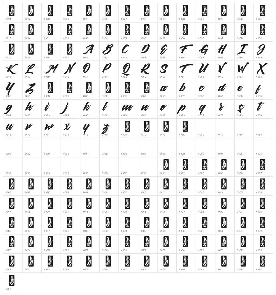 Thirthy-Regular Character Map