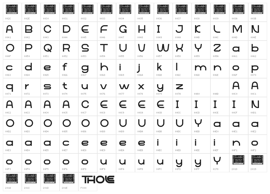 Thole Boldpersonal Character Map
