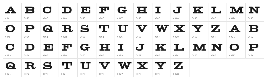 Thomson Regular Character Map