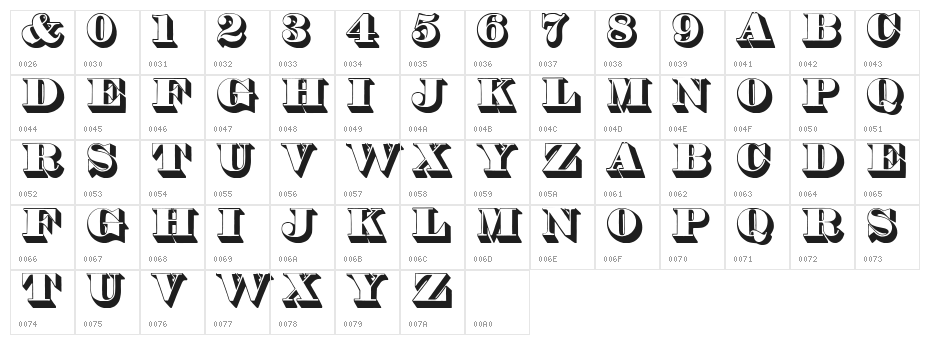 Thorne Shaded Character Map