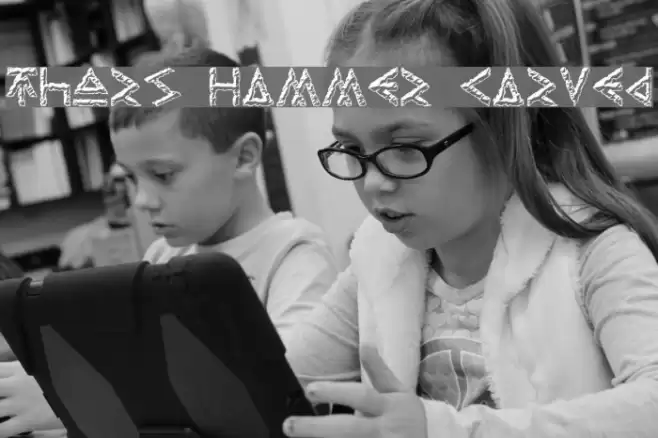 Thors Hammer Carved Font examples