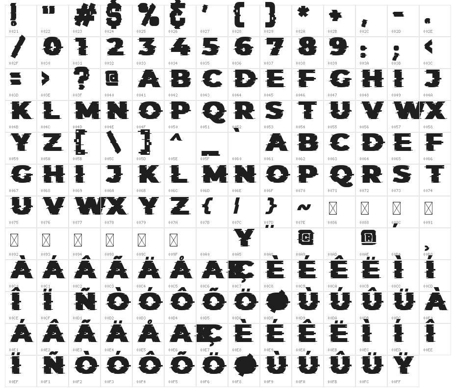 Those Glitch Regular Character Map