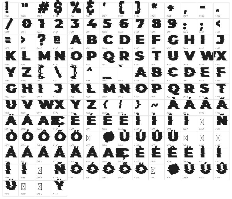 ThoseGlitch-Regular Character Map