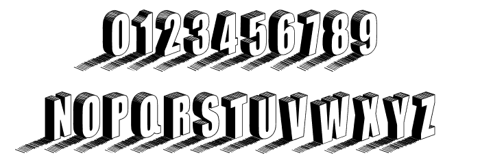 Three Dimensions Hollow Regular Font OTHER CHARS