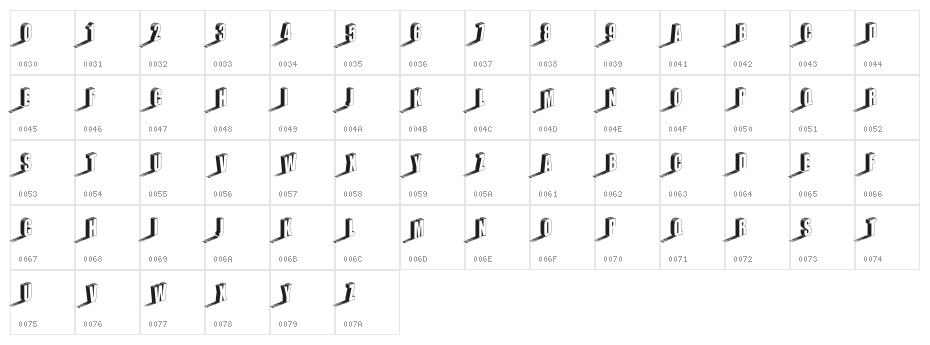 Three Dimensions Hollow Regular Character Map