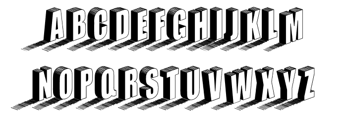 Three Dimensions Hollow Regular Font LOWERCASE