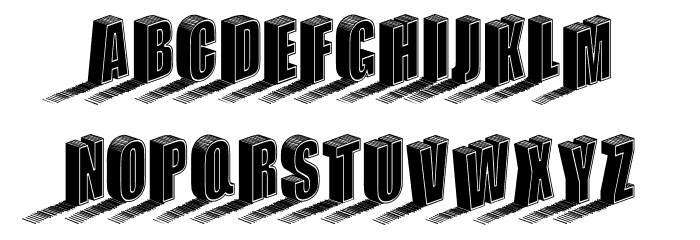 Three Dimensions Regular Font LOWERCASE