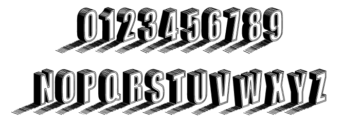 Three Dimensions Stroked Regular Font OTHER CHARS