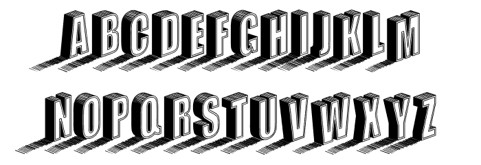 Three Dimensions Stroked Regular Font LOWERCASE