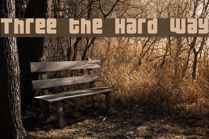 Three the Hard way Font examples