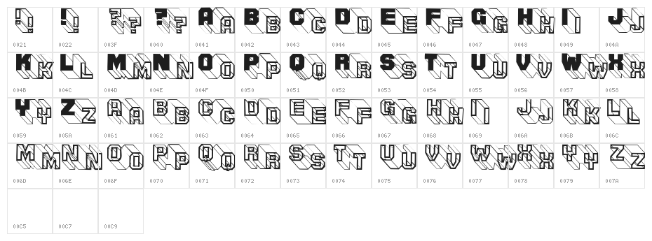 ThreeDeeTwoBeta Character Map