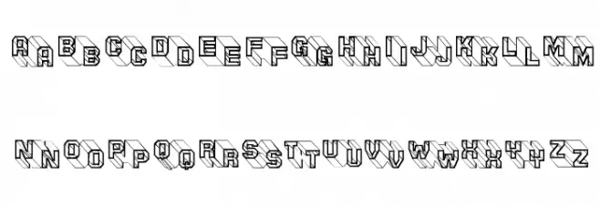 ThreeDeeTwoBeta Font LOWERCASE