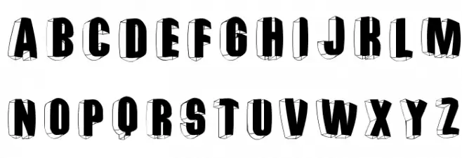 ThreeDimRightwardsRound Schriftart Groß