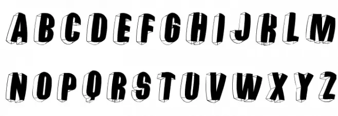 ThreeDimRightwardsRound Schriftart Kleinbuchstaben