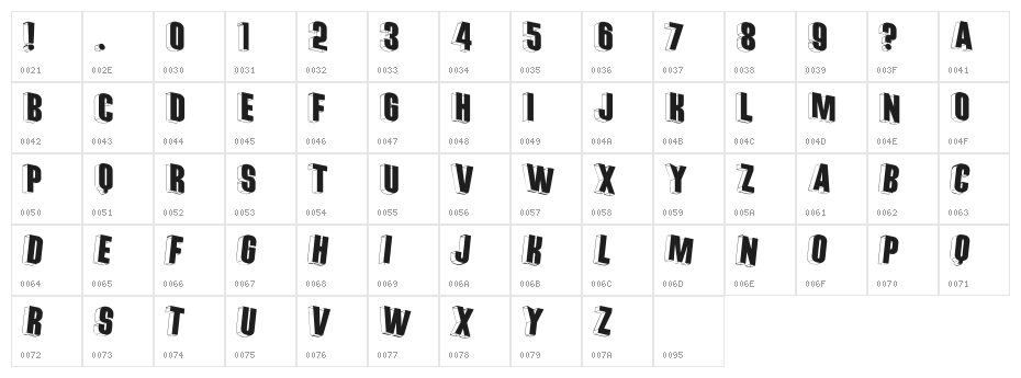 ThreeDimRightwards Character Map